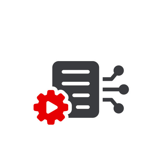 Symbolbild f&uuml;r Digital Accounting und E-Invoicing: Dokument mit Zahnrad und Datenfluss