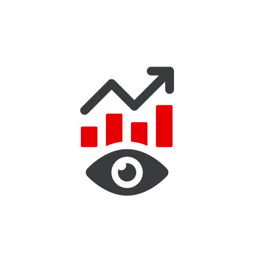 Symbolbild f&uuml;r Planung, Budgetierung und Forecast: Ein Auge vor vier Diagramm-Balken
