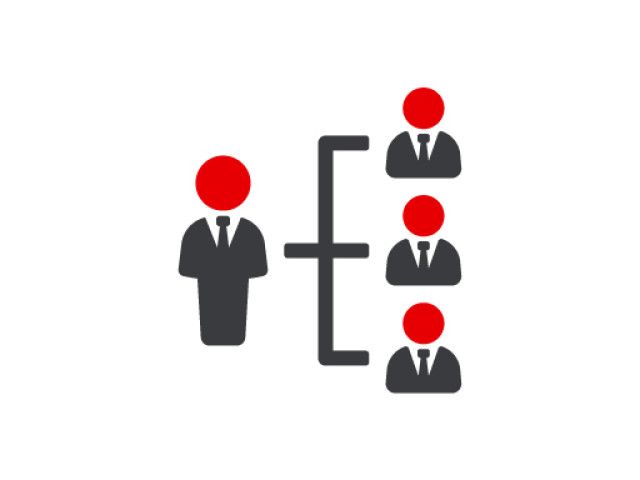 Icon Target Operating Model: Ein stilisiertes Organigramm als Symbol f&uuml;r effiziente Organisationsstrukturen und klare Rollenverteilung im Finanzbereich.