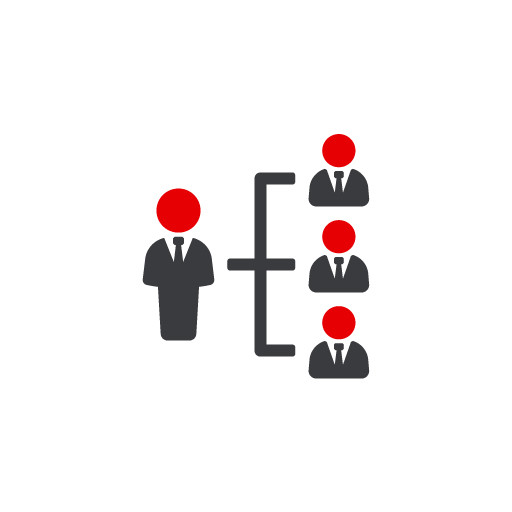 Icon Target Operating Model: Ein stilisiertes Organigramm als Symbol f&uuml;r effiziente Organisationsstrukturen und klare Rollenverteilung im Finanzbereich.